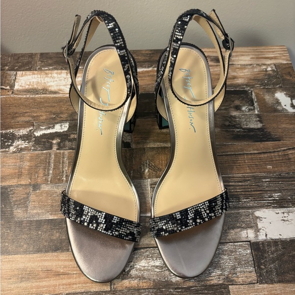 Betsey Johnson Jet Rhinestone Snake Block Heel Sandals | Size 9 - Picture 3 of 6